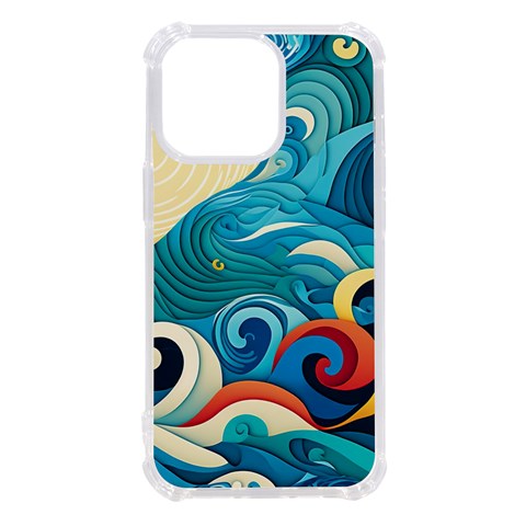Waves Wave Ocean Sea Abstract Whimsical iPhone 13 Pro TPU UV Print Case from UrbanLoad.com Front