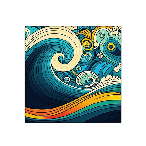 Waves Ocean Sea Abstract Whimsical Art Satin Bandana Scarf 22  x 22  from UrbanLoad.com Front