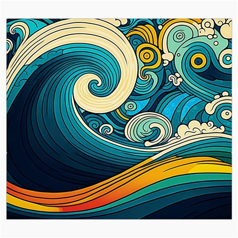 Waves Ocean Sea Abstract Whimsical Art Roll Up Canvas Pencil Holder (S) from UrbanLoad.com Front