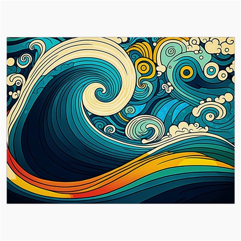 Waves Ocean Sea Abstract Whimsical Art Roll Up Canvas Pencil Holder (L) from UrbanLoad.com Front