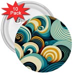 Wave Waves Ocean Sea Abstract Whimsical 3  Buttons (10 pack) 