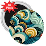 Wave Waves Ocean Sea Abstract Whimsical 3  Magnets (10 pack) 