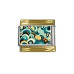 Wave Waves Ocean Sea Abstract Whimsical Gold Trim Italian Charm (9mm)
