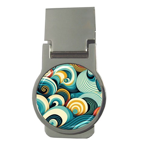 Wave Waves Ocean Sea Abstract Whimsical Money Clips (Round)  from UrbanLoad.com Front
