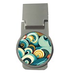 Wave Waves Ocean Sea Abstract Whimsical Money Clips (Round) 