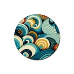 Wave Waves Ocean Sea Abstract Whimsical Rubber Round Coaster (4 pack)