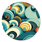 Wave Waves Ocean Sea Abstract Whimsical Magnet 5  (Round)