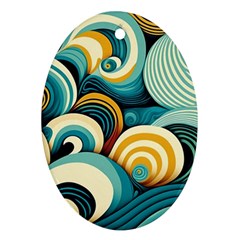 Wave Waves Ocean Sea Abstract Whimsical Oval Ornament (Two Sides) from UrbanLoad.com Front
