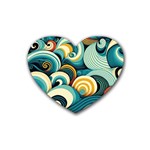 Wave Waves Ocean Sea Abstract Whimsical Rubber Coaster (Heart)