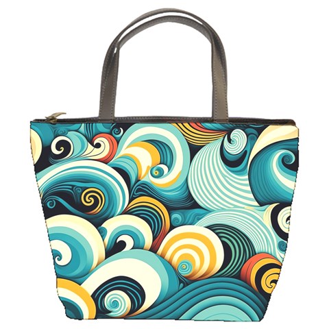 Wave Waves Ocean Sea Abstract Whimsical Bucket Bag from UrbanLoad.com Front