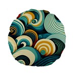 Wave Waves Ocean Sea Abstract Whimsical Standard 15  Premium Round Cushions
