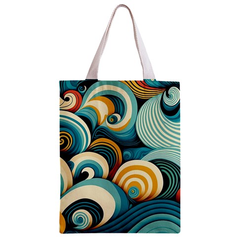 Wave Waves Ocean Sea Abstract Whimsical Zipper Classic Tote Bag from UrbanLoad.com Front