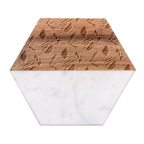Multi Colour Pattern Marble Wood Coaster (Hexagon)  from UrbanLoad.com Front