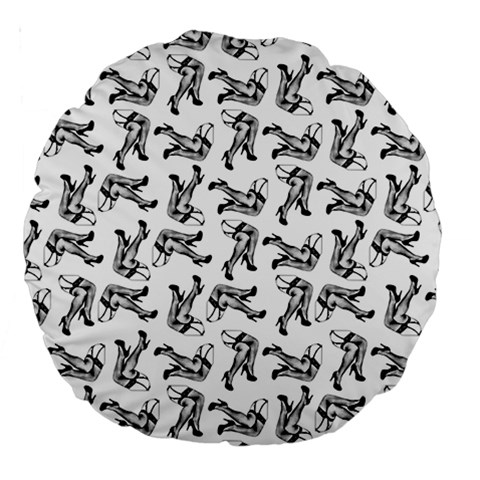 Erotic Pants Motif Black And White Graphic Pattern Black Backgrond Large 18  Premium Round Cushions from UrbanLoad.com Front