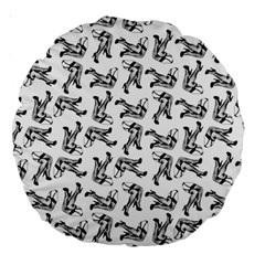 Erotic Pants Motif Black And White Graphic Pattern Black Backgrond Large 18  Premium Round Cushions from UrbanLoad.com Back