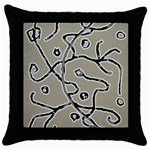 Sketchy abstract artistic print design Throw Pillow Case (Black)