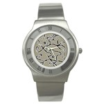 Sketchy abstract artistic print design Stainless Steel Watch