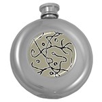 Sketchy abstract artistic print design Round Hip Flask (5 oz)
