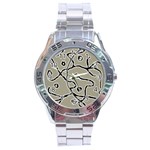 Sketchy abstract artistic print design Stainless Steel Analogue Watch