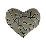 Sketchy abstract artistic print design Standard 16  Premium Heart Shape Cushions