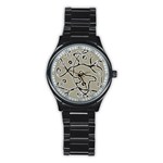 Sketchy abstract artistic print design Stainless Steel Round Watch