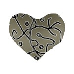 Sketchy abstract artistic print design Standard 16  Premium Flano Heart Shape Cushions