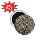 Sticker Collage Motif Pattern Black Backgrond 1.75  Magnets (100 pack) 