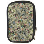 Sticker Collage Motif Pattern Black Backgrond Compact Camera Leather Case