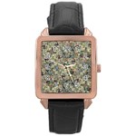 Sticker Collage Motif Pattern Black Backgrond Rose Gold Leather Watch 