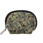 Sticker Collage Motif Pattern Black Backgrond Accessory Pouch (Small)