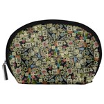 Sticker Collage Motif Pattern Black Backgrond Accessory Pouch (Large)