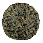 Sticker Collage Motif Pattern Black Backgrond Large 18  Premium Flano Round Cushions