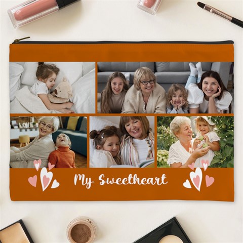 Personalized Photo Any Text Name My Sweetheart Cosmetic Bag Cosmetic Bag (XXXL) from UrbanLoad.com Front