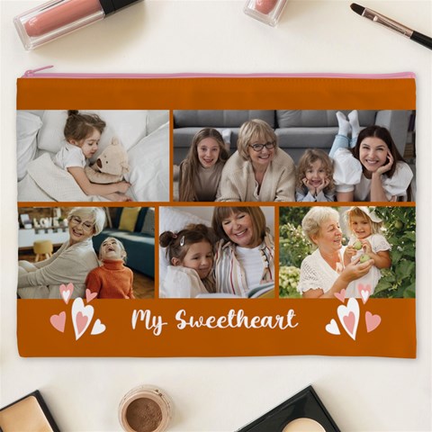 Personalized Photo Any Text Name My Sweetheart Cosmetic Bag Cosmetic Bag (XXXL) from UrbanLoad.com Front