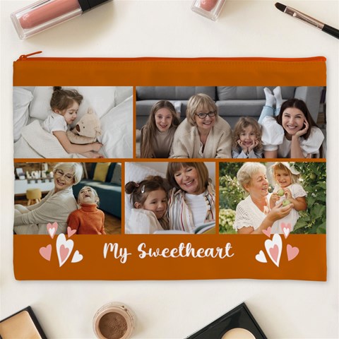 Personalized Photo Any Text Name My Sweetheart Cosmetic Bag Cosmetic Bag (XXXL) from UrbanLoad.com Front