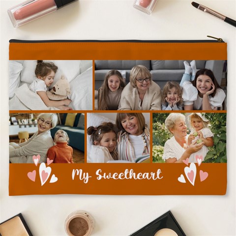 Personalized Photo Any Text Name My Sweetheart Cosmetic Bag Cosmetic Bag (XXXL) from UrbanLoad.com Back