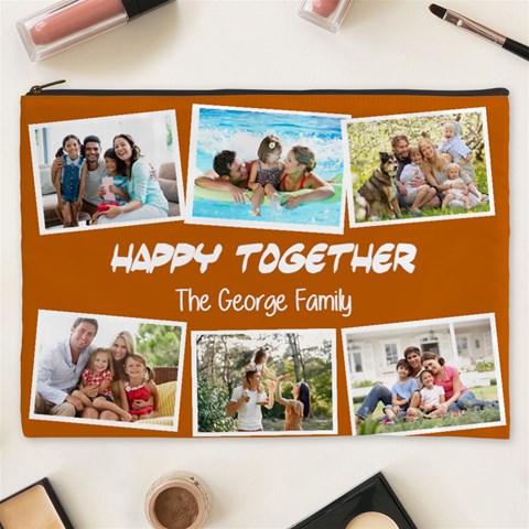 Personalized Photo Family Love Any Text Cosmetic Bag Cosmetic Bag (XXXL) from UrbanLoad.com Front