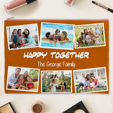 Personalized Photo Family Love Any Text Cosmetic Bag Cosmetic Bag (XXXL) from UrbanLoad.com Front