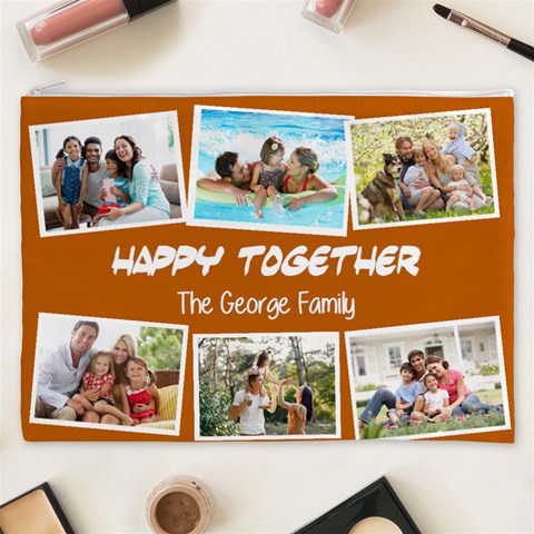 Personalized Photo Family Love Any Text Cosmetic Bag Cosmetic Bag (XXXL) from UrbanLoad.com Front