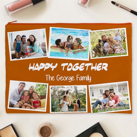 Personalized Photo Family Love Any Text Cosmetic Bag Cosmetic Bag (XXXL) from UrbanLoad.com Front