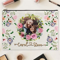 Personalized Floral wreath Love Photo Name Cosmetic Bag Cosmetic Bag (XXXL) from UrbanLoad.com Front