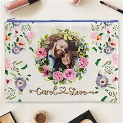 Personalized Floral wreath Love Photo Name Cosmetic Bag Cosmetic Bag (XXXL) from UrbanLoad.com Front
