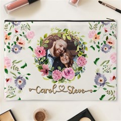Personalized Floral wreath Love Photo Name Cosmetic Bag Cosmetic Bag (XXXL) from UrbanLoad.com Back