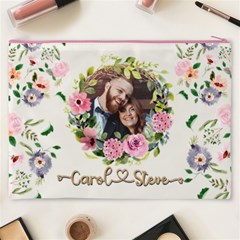 Personalized Floral wreath Love Photo Name Cosmetic Bag Cosmetic Bag (XXXL) from UrbanLoad.com Back