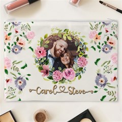 Personalized Floral wreath Love Photo Name Cosmetic Bag Cosmetic Bag (XXXL) from UrbanLoad.com Back