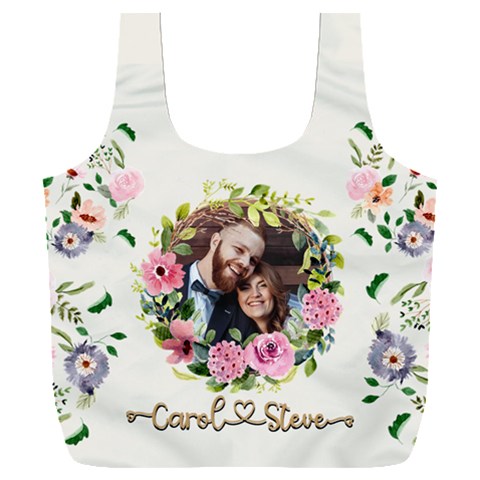 Personalized Floral wreath Love Photo Name Recycle Bag Full Print Recycle Bag (XXXL) from UrbanLoad.com Front