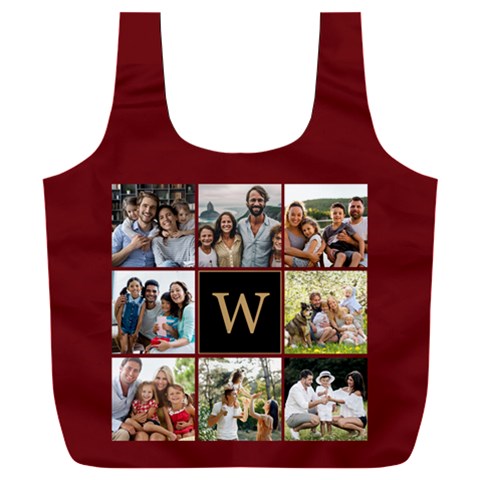 Personalized Initial 8 Photo Large Cushion Recycle Bag Full Print Recycle Bag (XXXL) from UrbanLoad.com Front