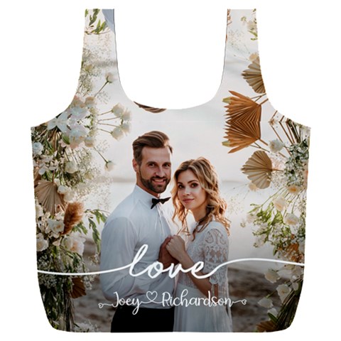 Personalized Wedding Couple Photo Name Recycle Bag Full Print Recycle Bag (XXXL) from UrbanLoad.com Front