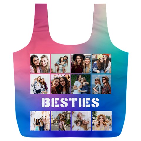 Personalized 12 Photo Besties Any Text Recycle Bag Full Print Recycle Bag (XXXL) from UrbanLoad.com Front