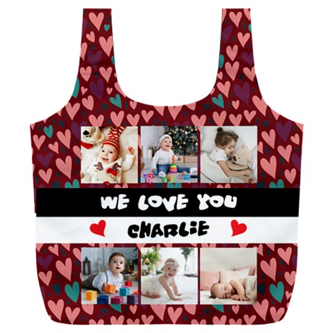 Personalized Photo We Love You Name Any Text Recycle Bag Full Print Recycle Bag (XXXL) from UrbanLoad.com Front